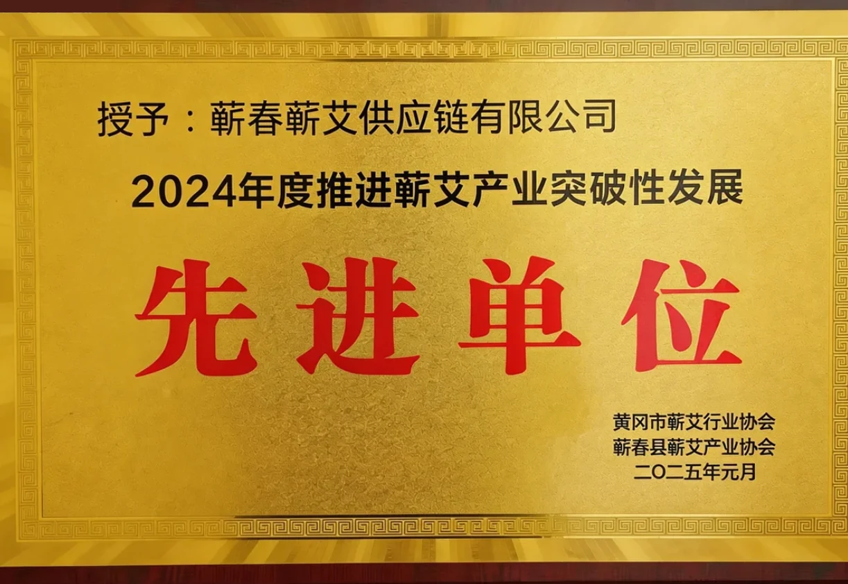 2024年度推进蕲艾产业突破性发展先进单位，牌匾照片